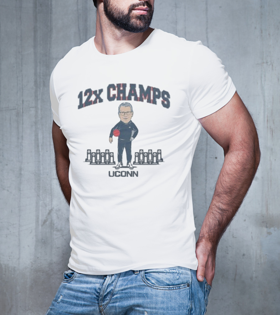 UConn Huskies 12x Champs Geno Auriemma Basketball T-Shirt