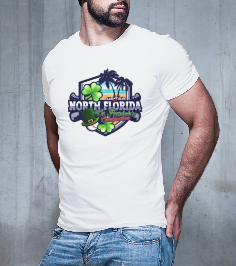 USSSA North Florida St Patrick’s Celebration March 15-16 2025 Shamrock Hat Palm Trees Baseball T-Shirt