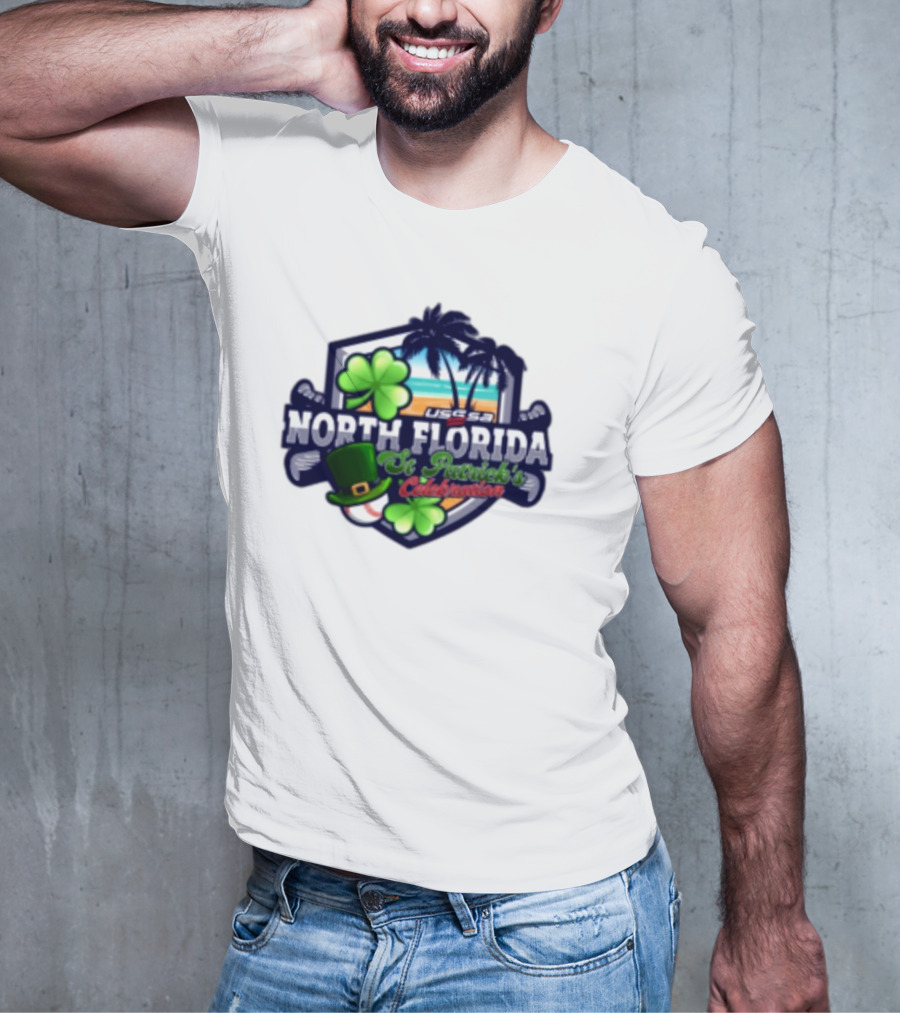 USSSA North Florida St Patrick’s Celebration March 15-16 2025 Shamrock Hat Palm Trees Baseball T-Shirt
