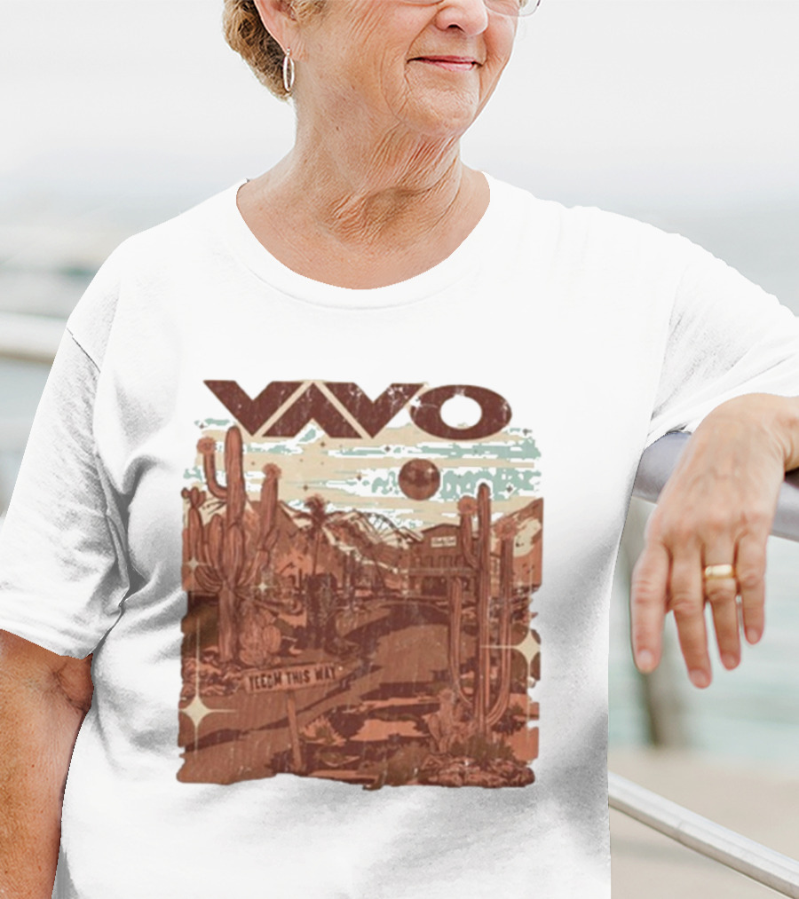 Vavo Cactus Desert Scene Neon Honky Tonk Midweight T-Shirt
