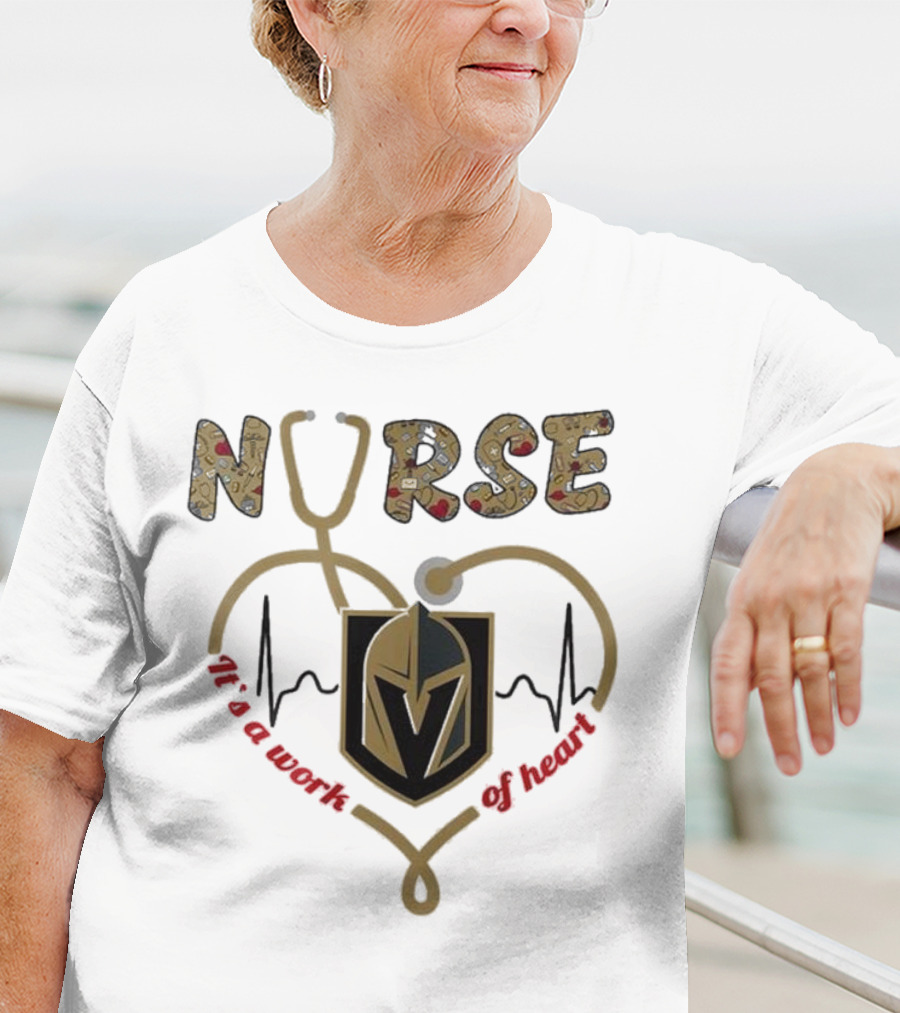 Vegas Golden Knights Nurse Heart Of Gold Appreciation Night 2025 T-Shirt