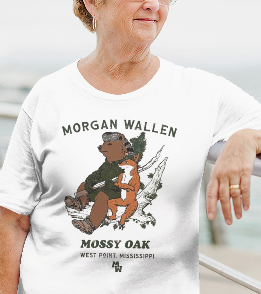 Morgan Wallen Bear And Fox With Mossy Oak West Point Mississippi T-Shirt