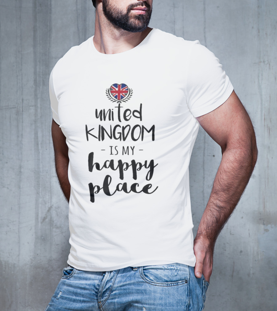 Union Jack Heart United Kingdom Is My Happy Place T-Shirt