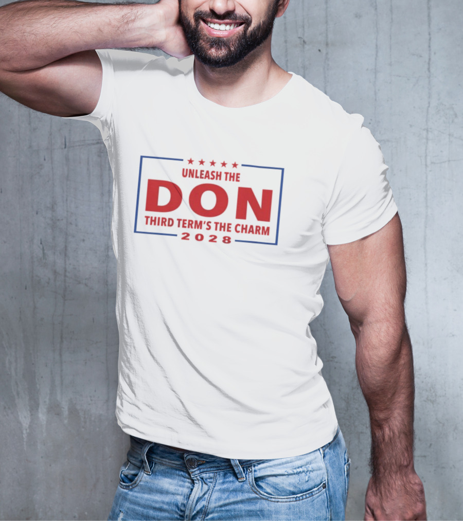 Unleash The Don Third Term’s The Charm 2028 Five Stars Red Blue Frame T-Shirt