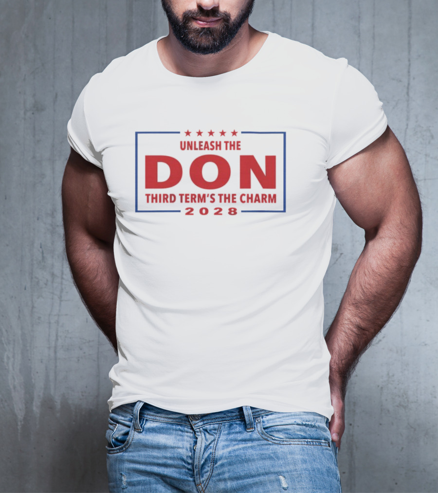 Unleash The Don Third Term’s The Charm 2028 Five Stars Red Blue Frame T-Shirt