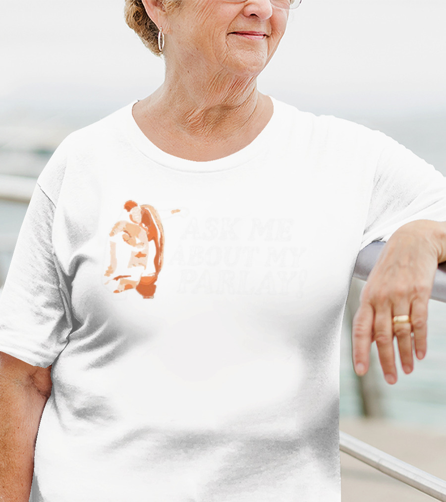 Ask Me About My Parlay Wrestling Pose Graphic Beige And Brown T-Shirt