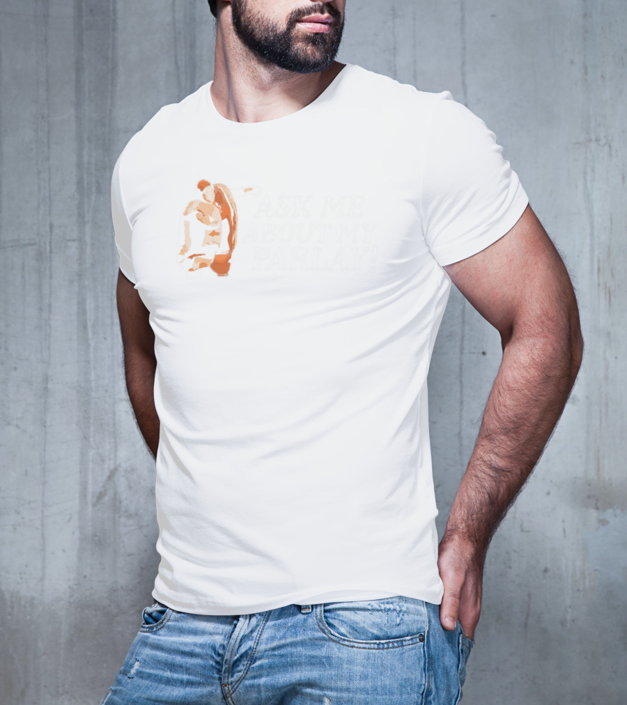 Ask Me About My Parlay Wrestling Pose Graphic Beige And Brown T-Shirt