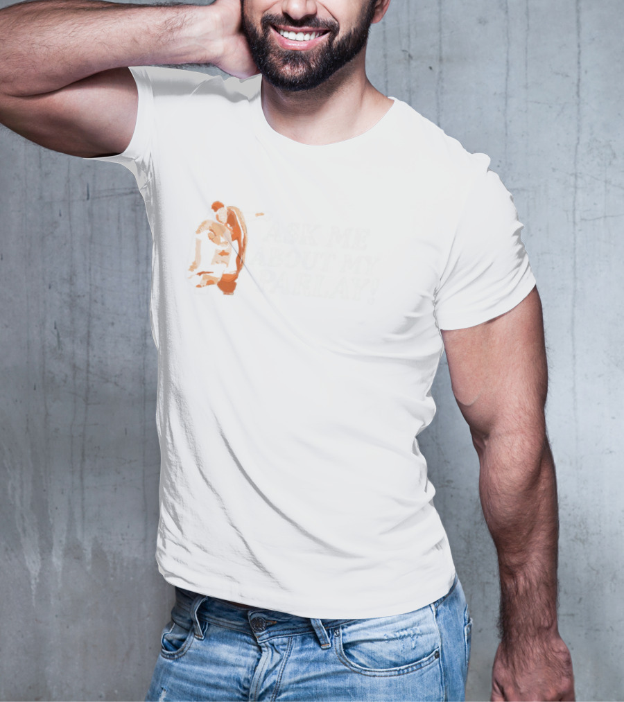 Ask Me About My Parlay Wrestling Pose Graphic Beige And Brown T-Shirt