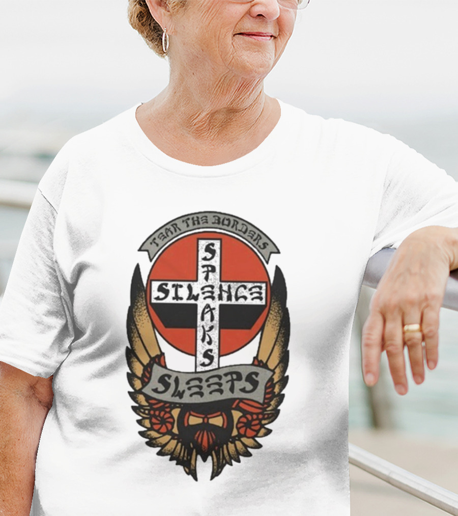 Tear The Borders Silence Speaks While She Sleeps Wings Cross Emblem T-Shirt
