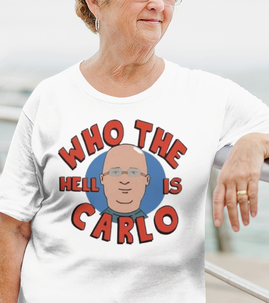 Who The Hell Is Carlo Bald Cartoon Drawing T-Shirt