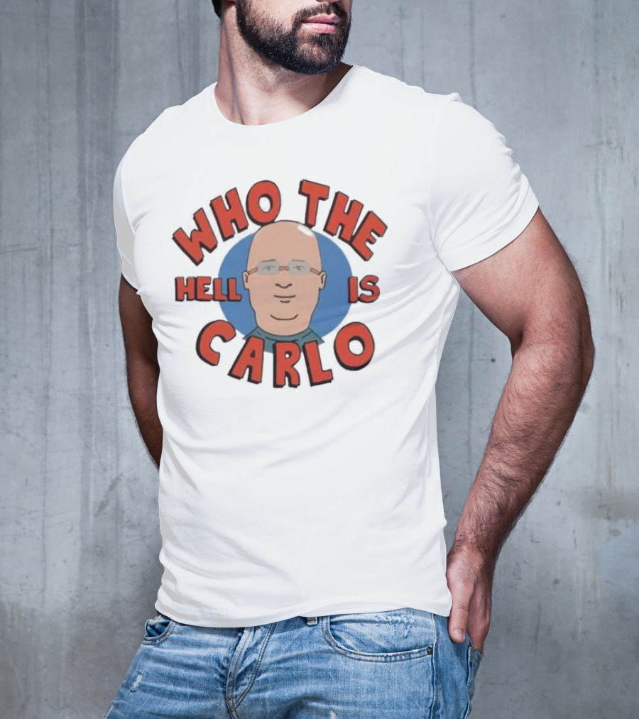 Who The Hell Is Carlo Bald Cartoon Drawing T-Shirt