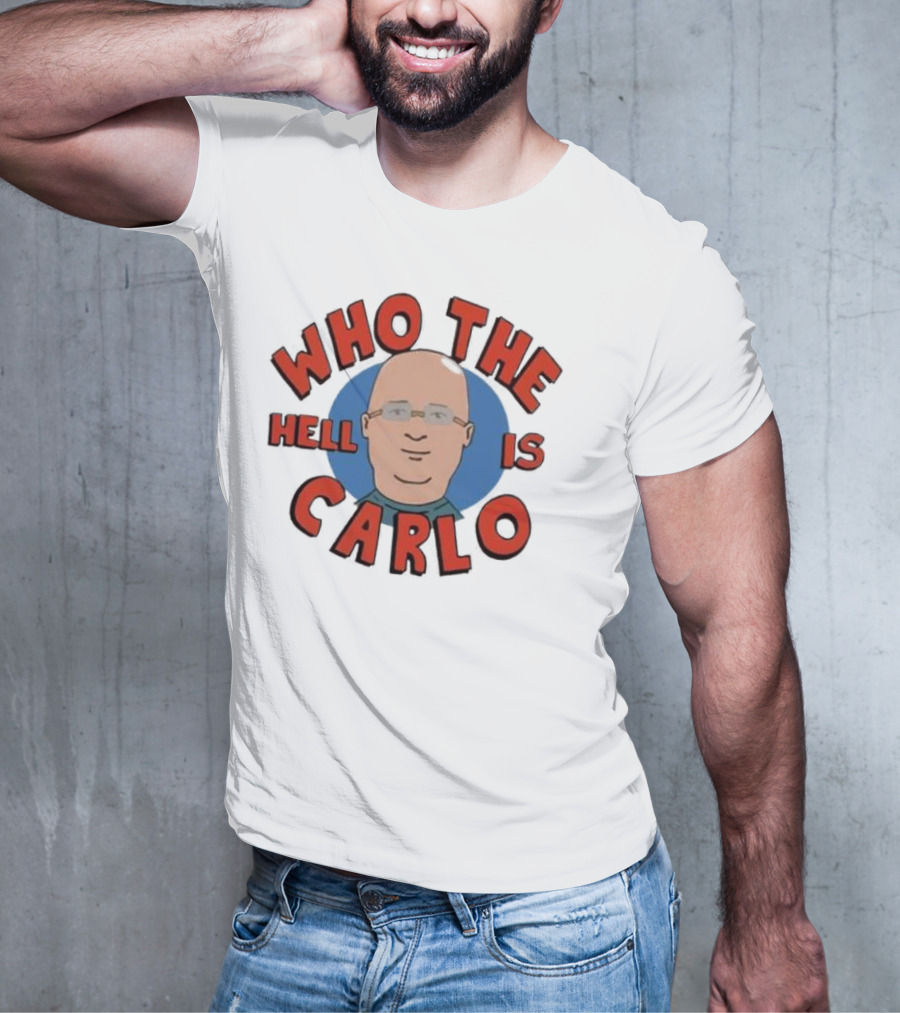 Who The Hell Is Carlo Bald Cartoon Drawing T-Shirt