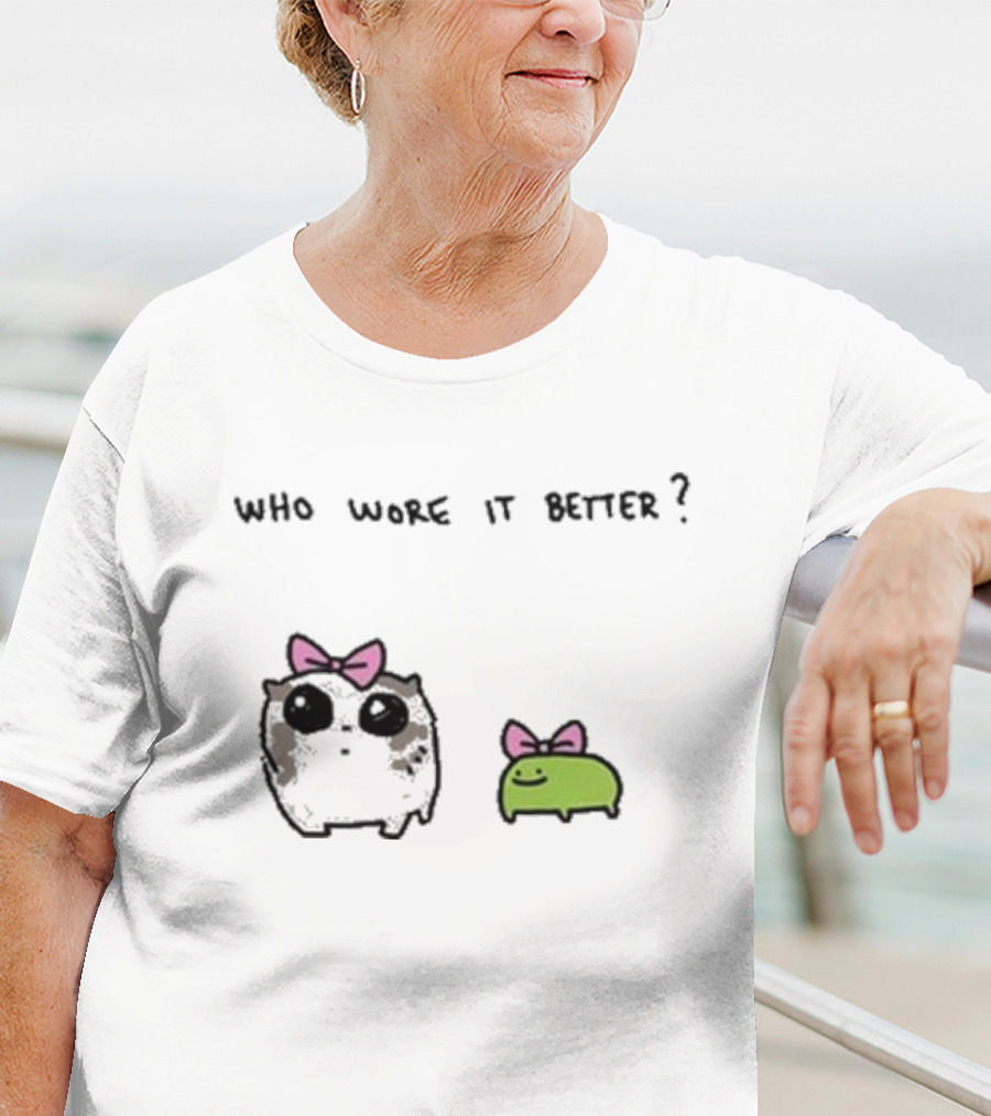 Who Wore It Better Bow Tie Otter And Green Blob T-Shirt