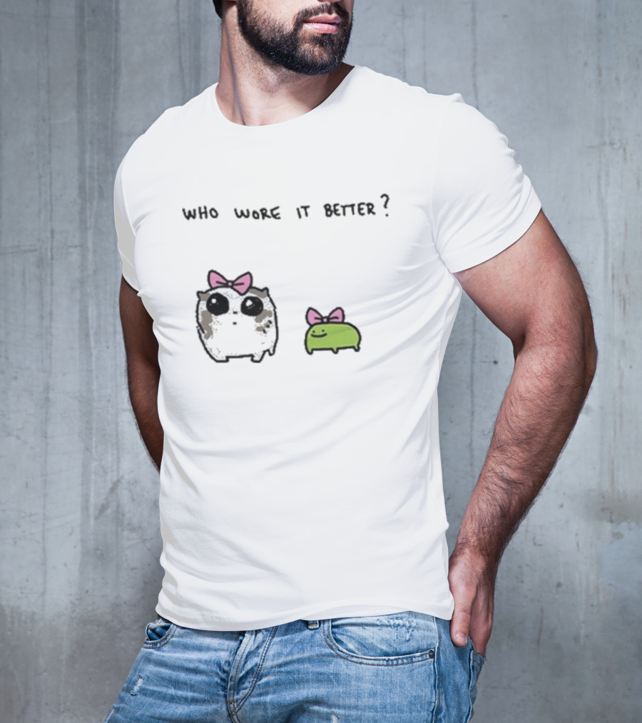 Who Wore It Better Bow Tie Otter And Green Blob T-Shirt