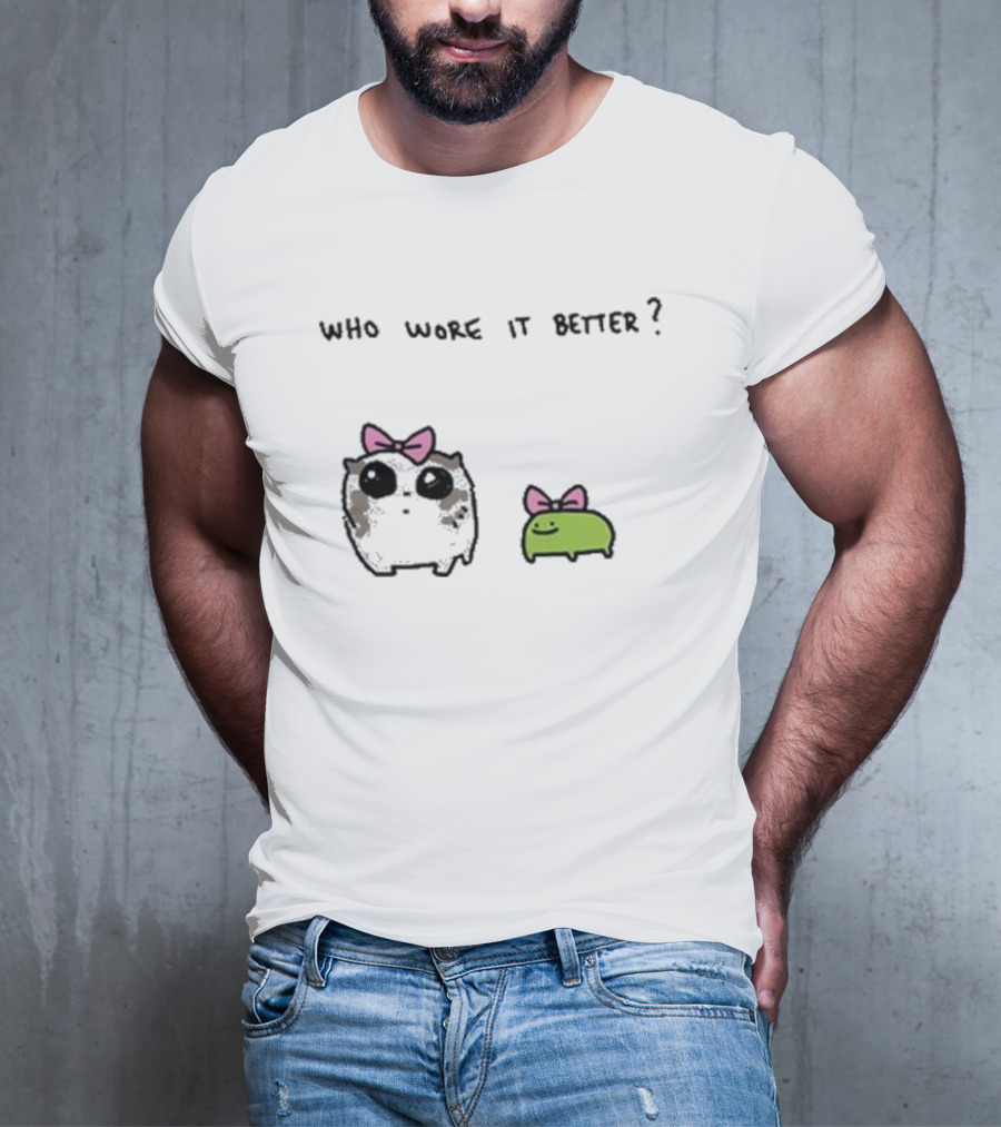 Who Wore It Better Bow Tie Otter And Green Blob T-Shirt
