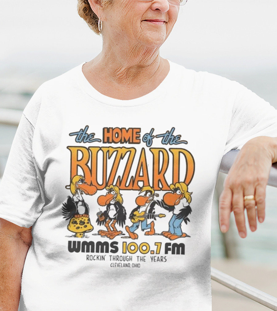 WMMS 100.7 FM The Home Of The Buzzard Rockin' Through The Years Cleveland Ohio T-Shirt