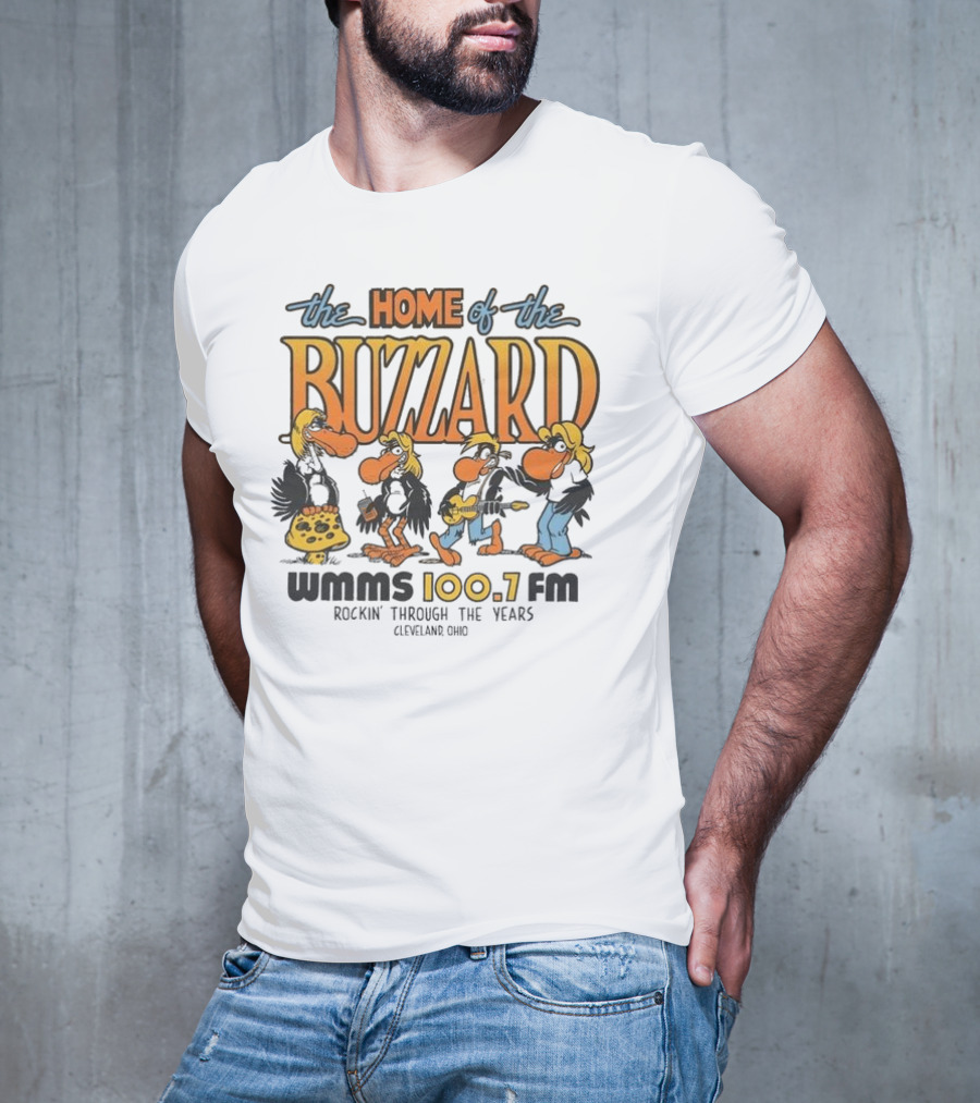 WMMS 100.7 FM The Home Of The Buzzard Rockin' Through The Years Cleveland Ohio T-Shirt