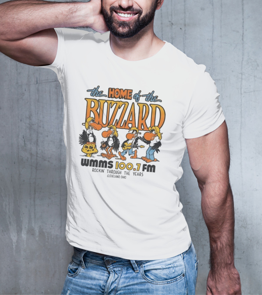 WMMS 100.7 FM The Home Of The Buzzard Rockin' Through The Years Cleveland Ohio T-Shirt
