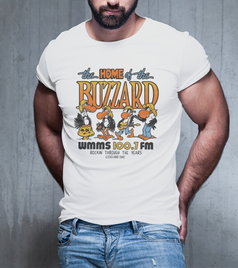 WMMS 100.7 FM The Home Of The Buzzard Rockin' Through The Years Cleveland Ohio T-Shirt