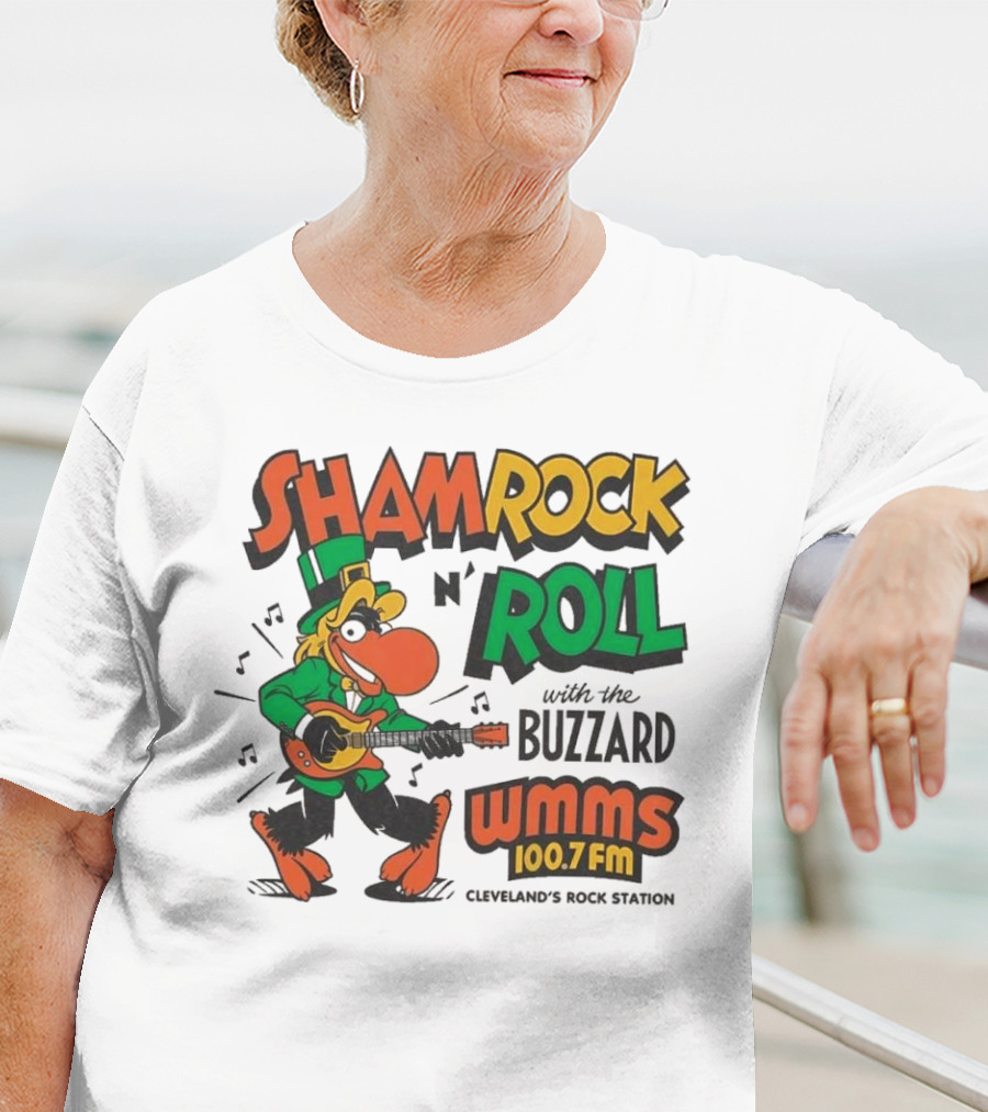 Shamrock N Roll With The Buzzard WMMS 100.7 FM Cleveland's Rock Station T-Shirt