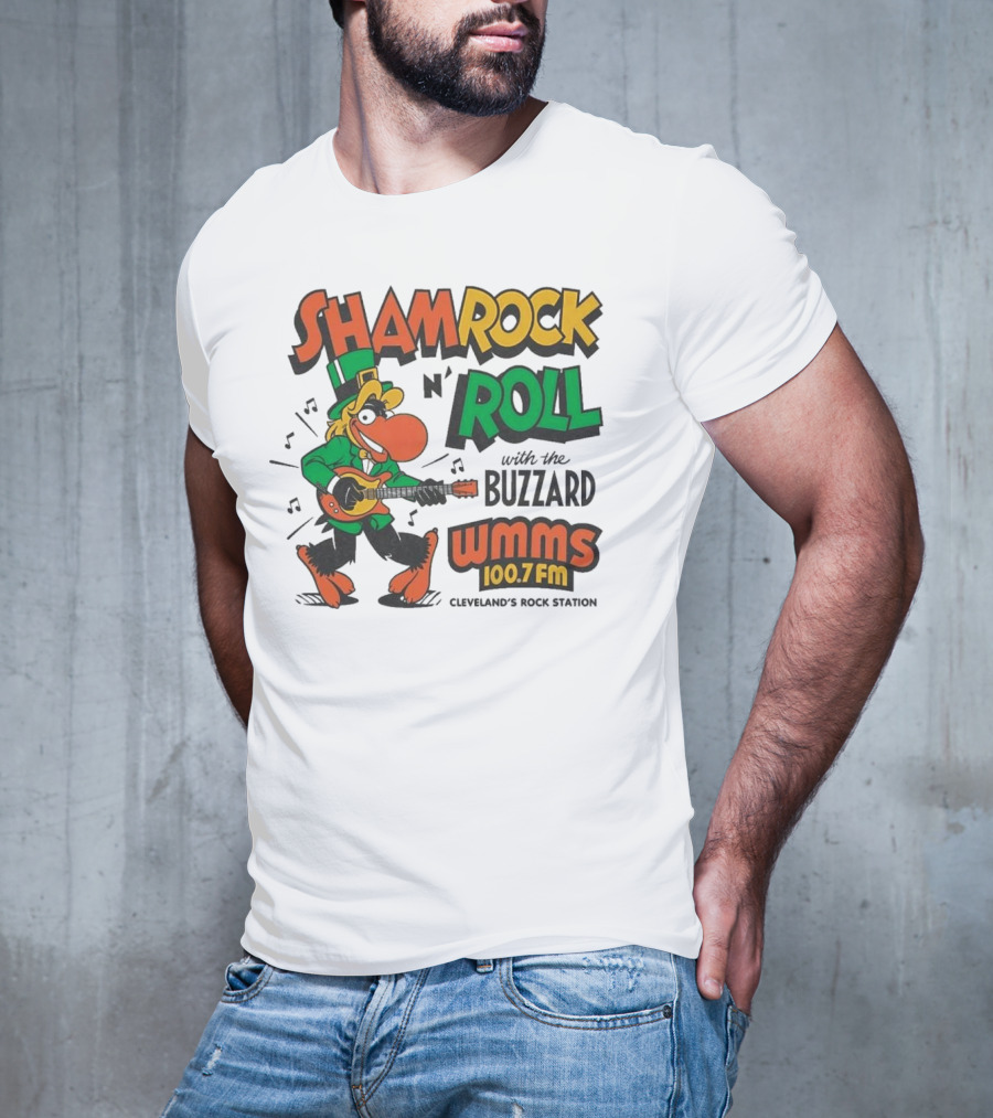 Shamrock N Roll With The Buzzard WMMS 100.7 FM Cleveland's Rock Station T-Shirt
