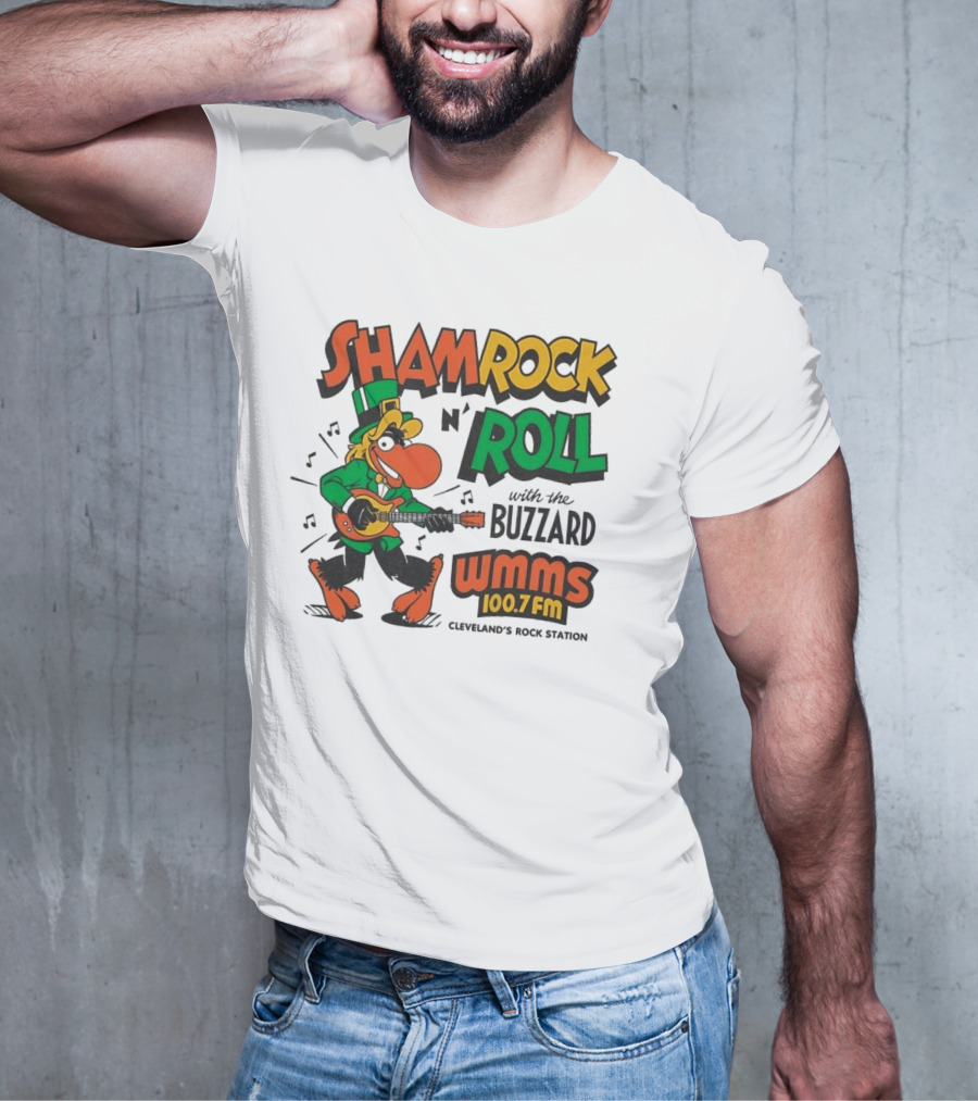 Shamrock N Roll With The Buzzard WMMS 100.7 FM Cleveland's Rock Station T-Shirt