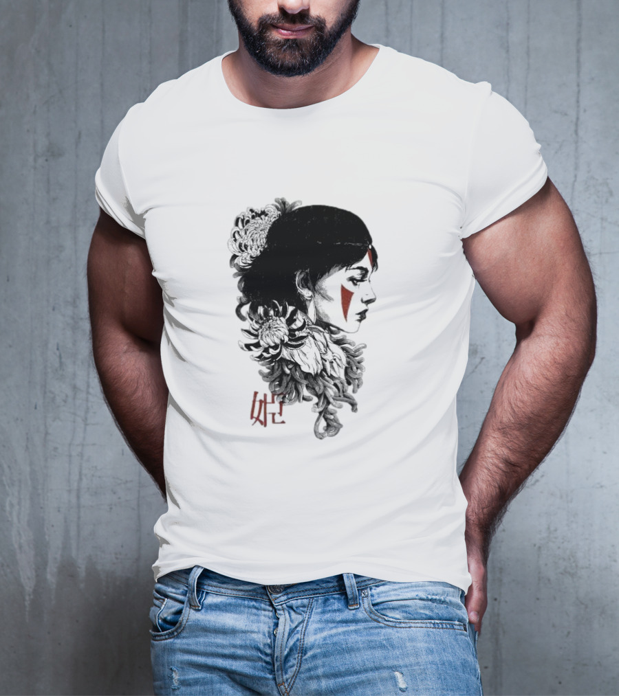 Rafael Baptista Wolf Girl Floral Face Paint Chrysanthemum T-Shirt