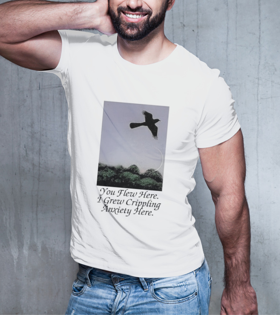 You Flew Here I Grew Crippling Anxiety Here Plane And Nature Scene T-Shirt