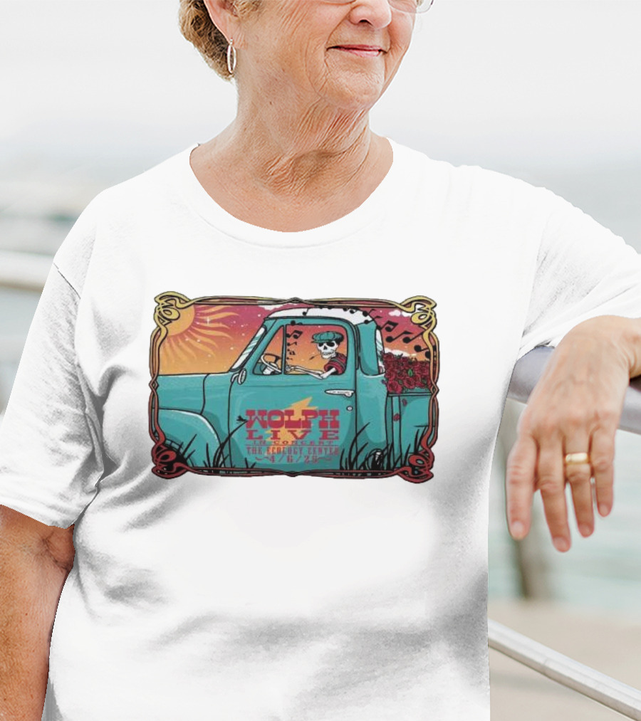 Wolph Live Concert Skeleton Driving Truck April 6 2025 The Ecology Center San Juan Capistrano CA T-Shirt