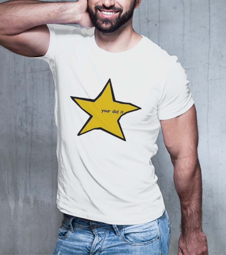 Your Did It Star Yellow Five-Point Shape T-Shirt