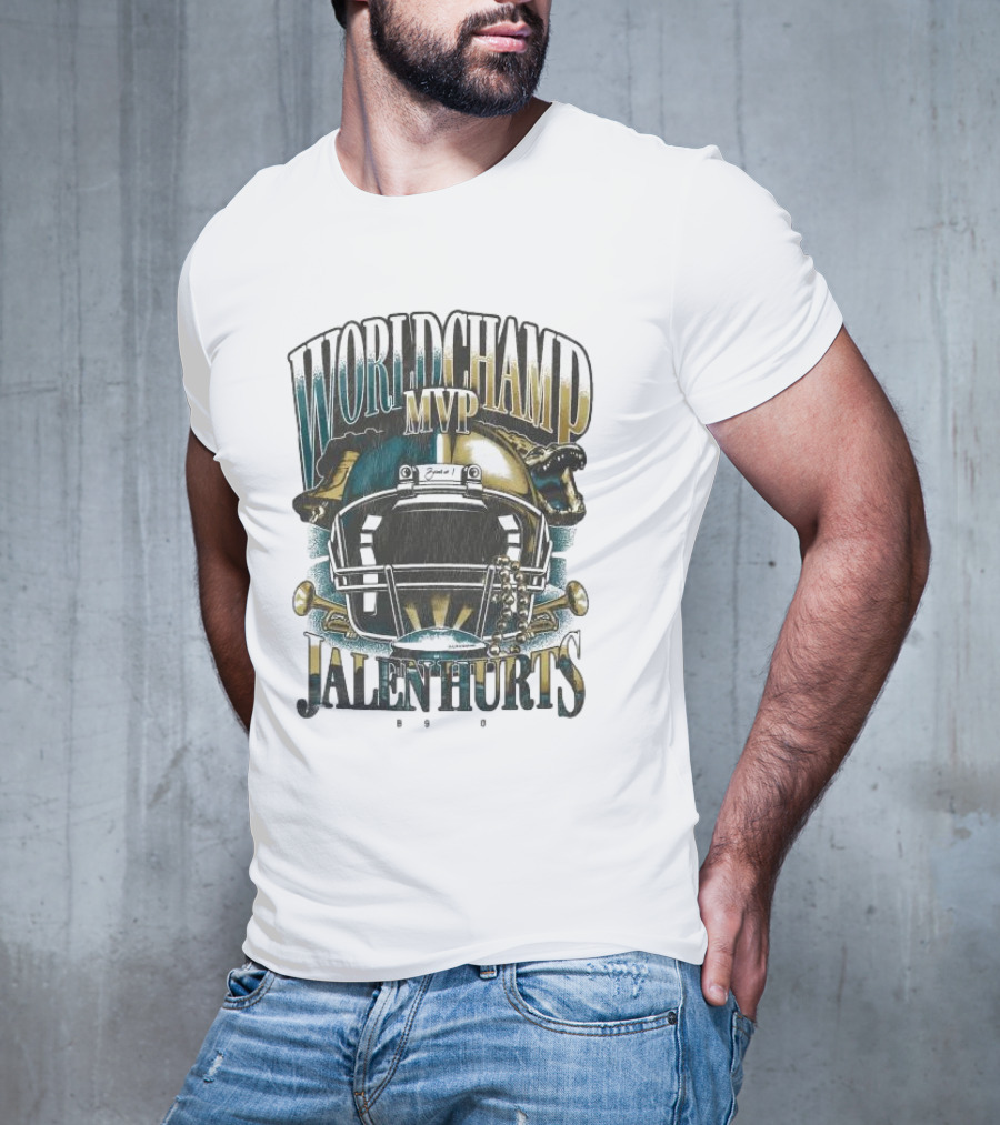 World Champ MVP Jalen Hurts Helmet Design T-Shirt