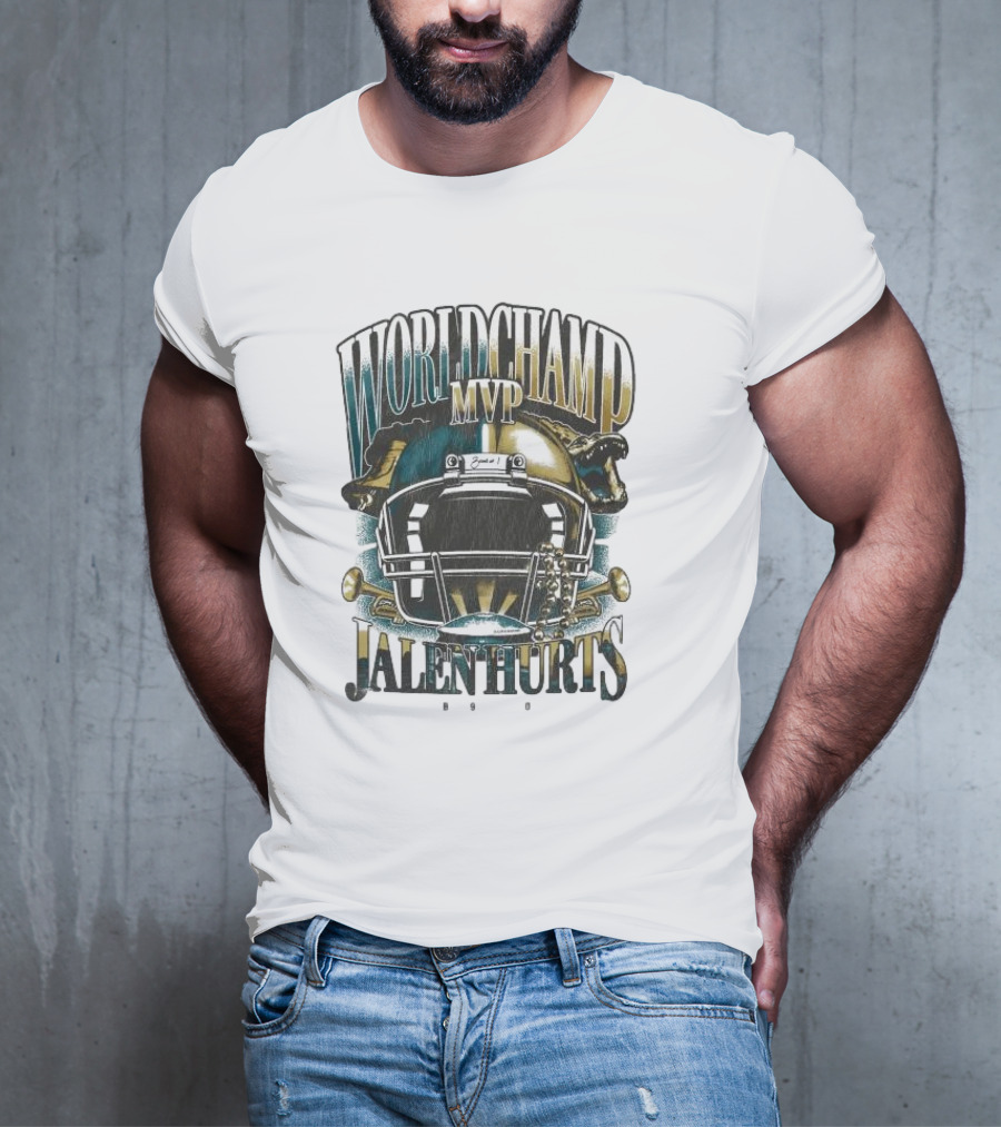 World Champ MVP Jalen Hurts Helmet Design T-Shirt