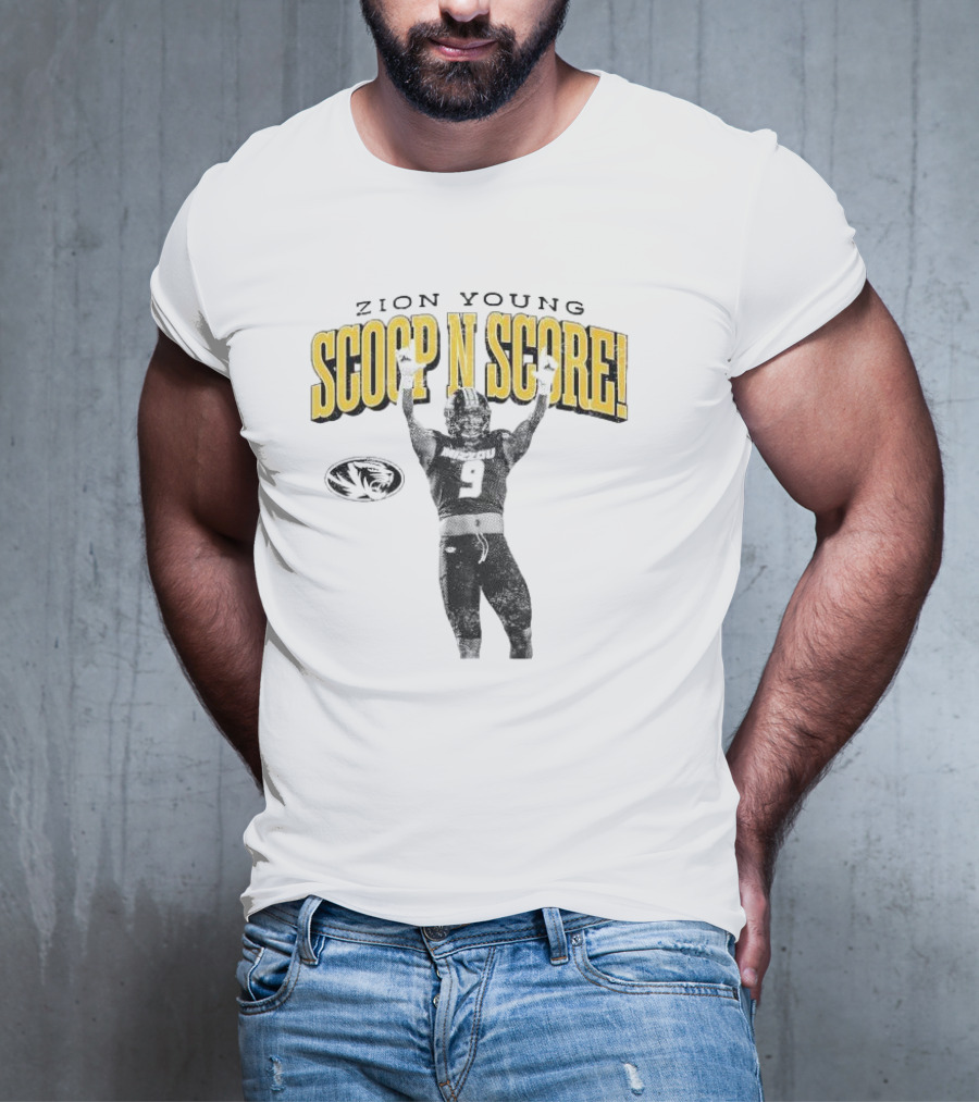 Zion Young Scoop N Score Missouri Tigers Player Number 9 Celebrate Victory T-Shirt