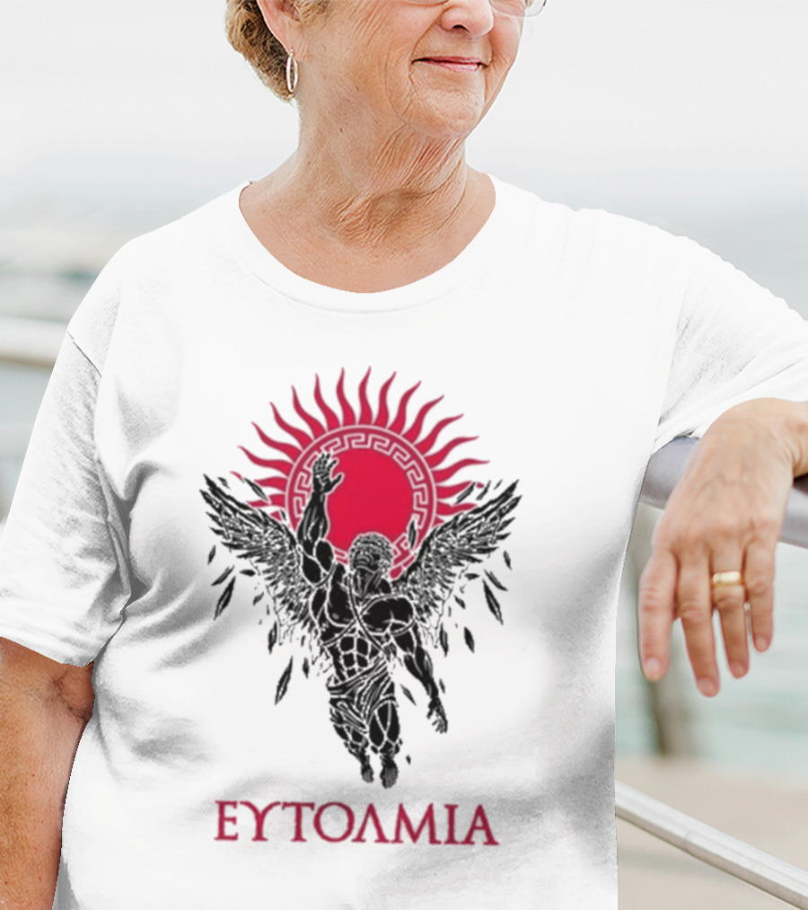 Ευτολμια Fearless Winged Figure With Radiant Sun Symbol T-Shirt