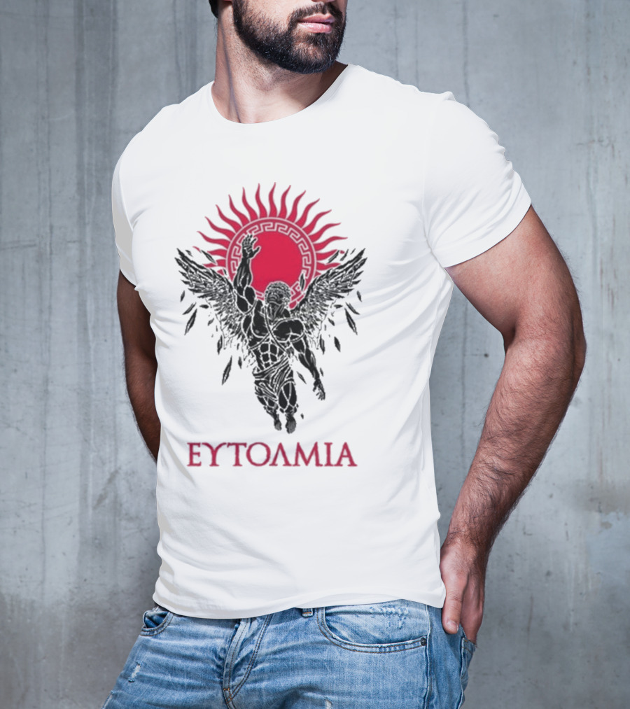 Ευτολμια Fearless Winged Figure With Radiant Sun Symbol T-Shirt