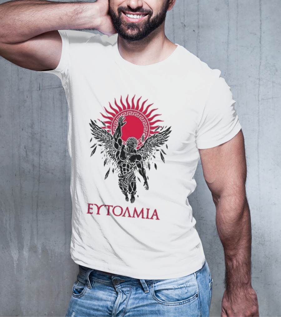 Ευτολμια Fearless Winged Figure With Radiant Sun Symbol T-Shirt