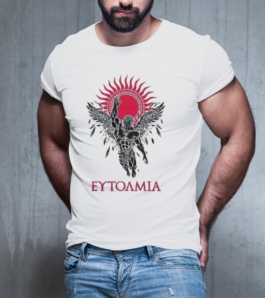 Ευτολμια Fearless Winged Figure With Radiant Sun Symbol T-Shirt