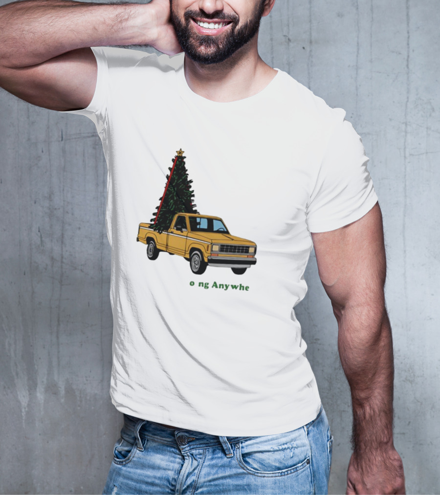 Yellow Truck With Christmas Tree Going Anywhere T-Shirt