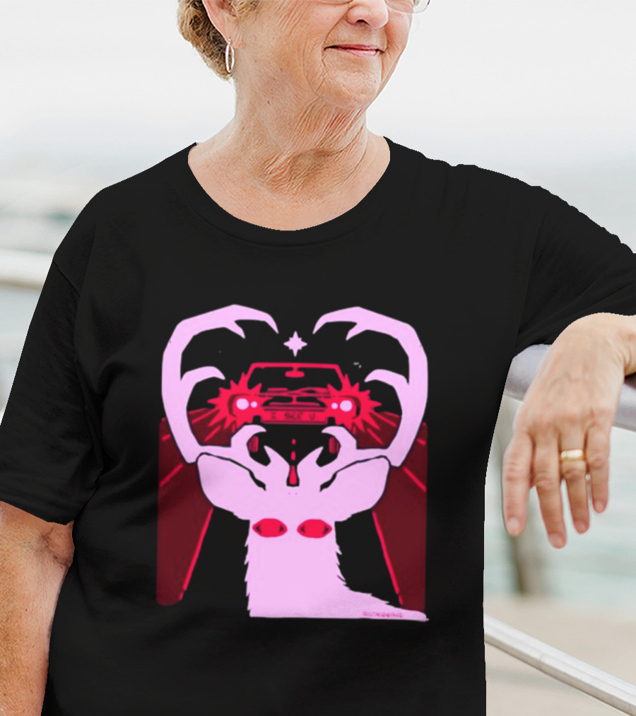Eyes On The Back Of My Head Stagsbane Pink Deer Antlers Car Red Taillights T-Shirt