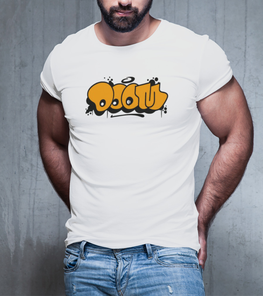 Gasdrawls Doom Throw Black And Gold Bubble Lettering T-Shirt