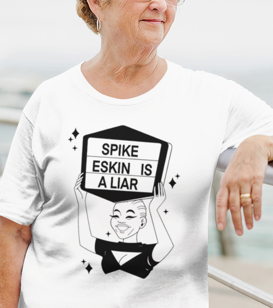 Spike Eskin Is A Liar With Cartoon Character Hand Sign Display T-Shirt