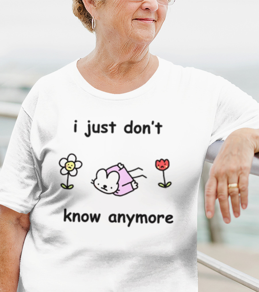 I Just Don't Know Anymore Cute Flower Bunny Lying Down T-Shirt