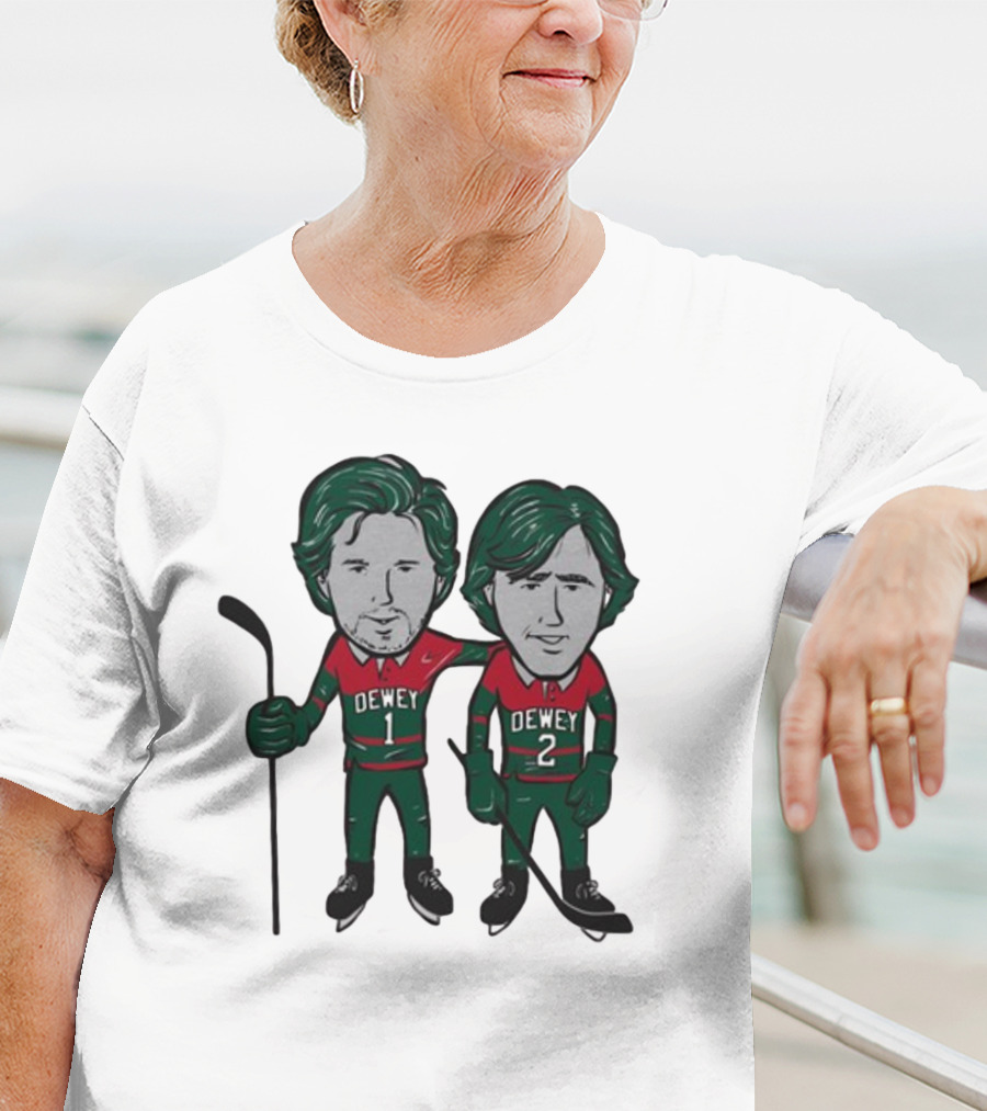 Minnesota Wild Meet The Deweys Sotastick Dewey 1 Dewey 2 Hockey Players T-Shirt