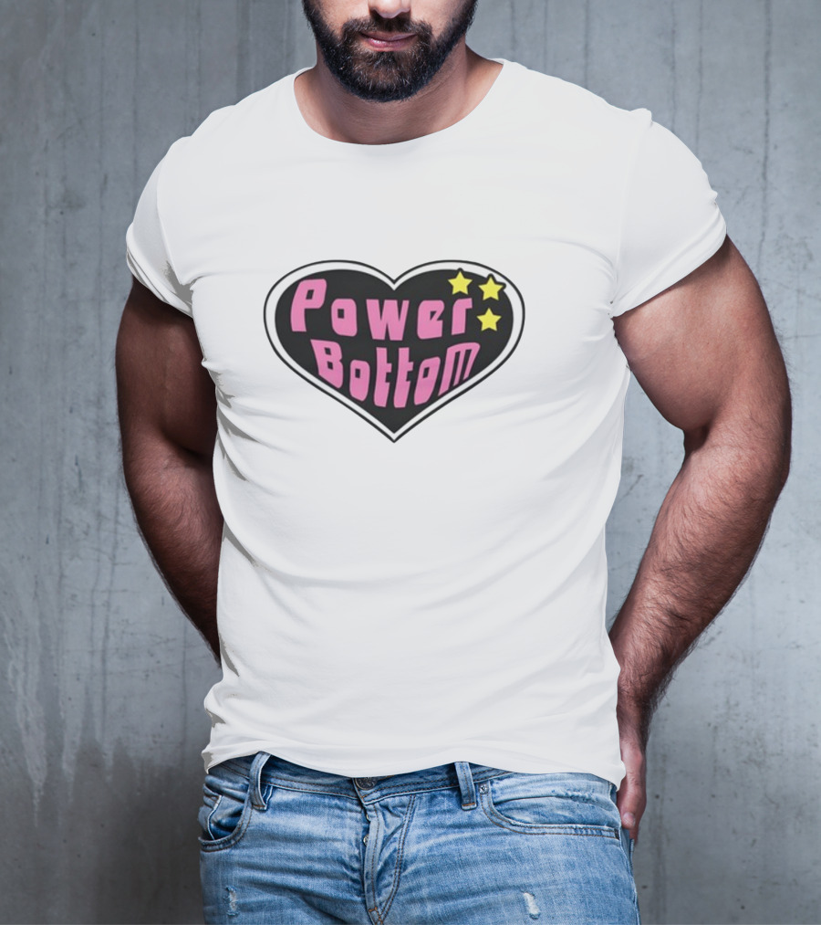 Power Bottom Heart Three Stars T-Shirt