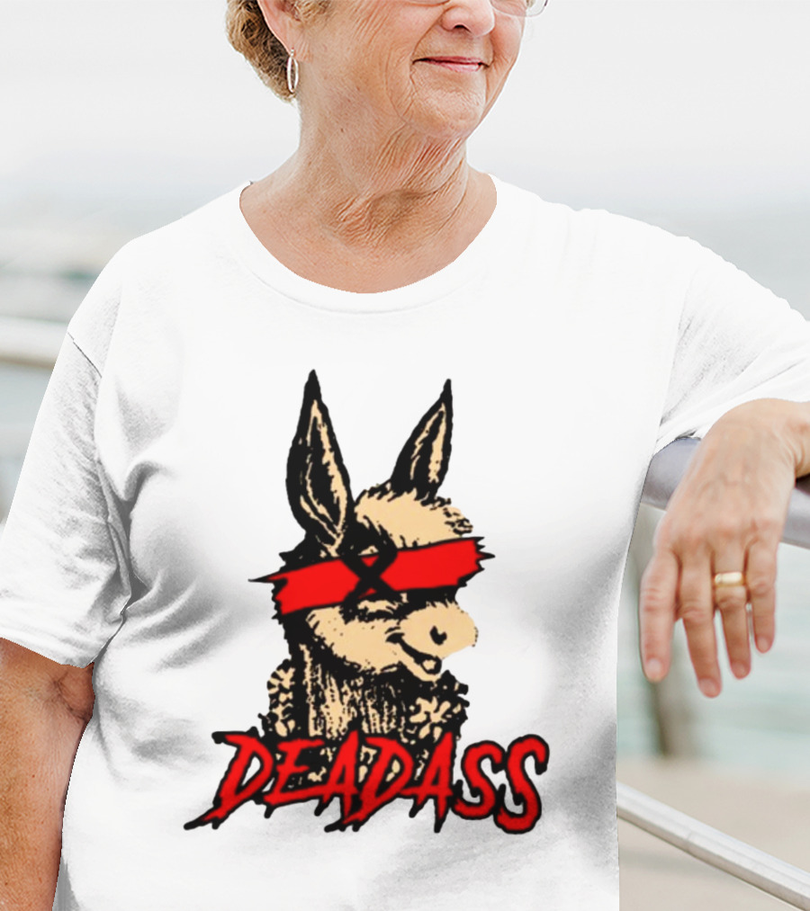 Deadass Red Blindfold Cartoon Donkey T-Shirt