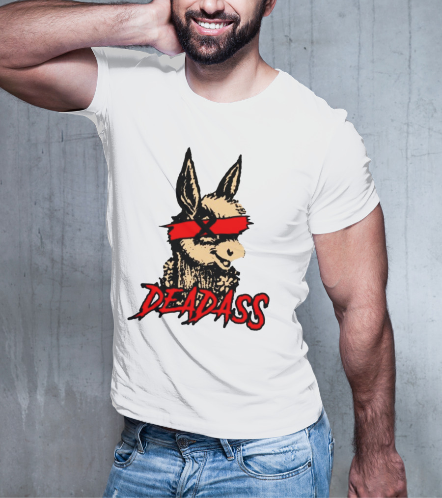Deadass Red Blindfold Cartoon Donkey T-Shirt
