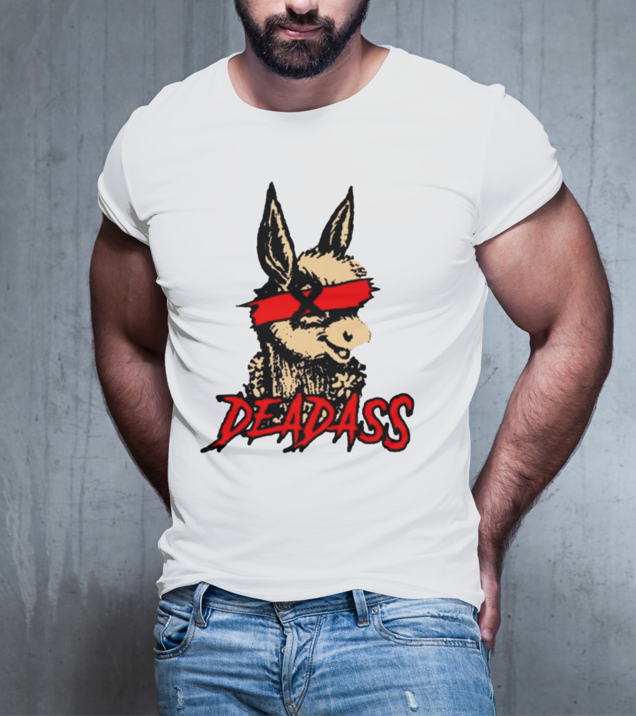 Deadass Red Blindfold Cartoon Donkey T-Shirt