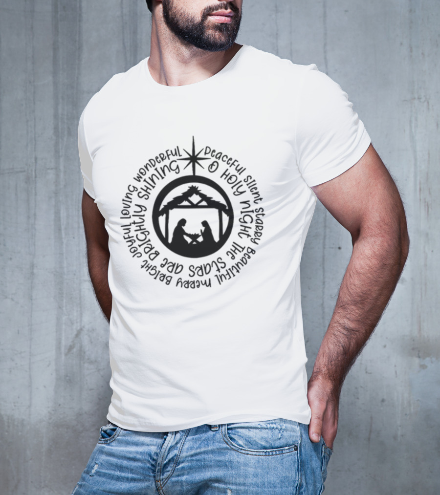 O Holy Night Silent Nativity Scene Brightly Shining Star T-Shirt