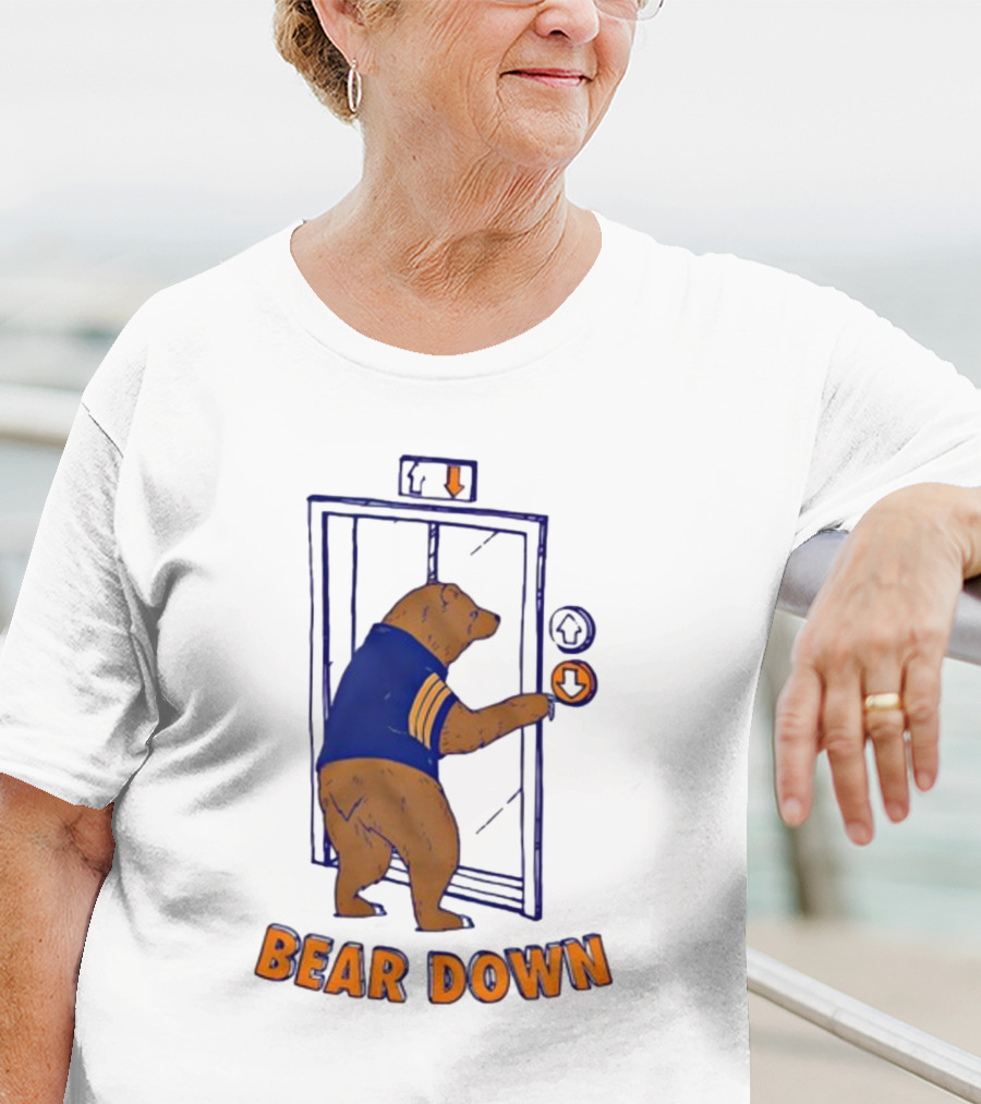 Bear Down Bear In Blue Jersey Pressing Elevator Button T-Shirt