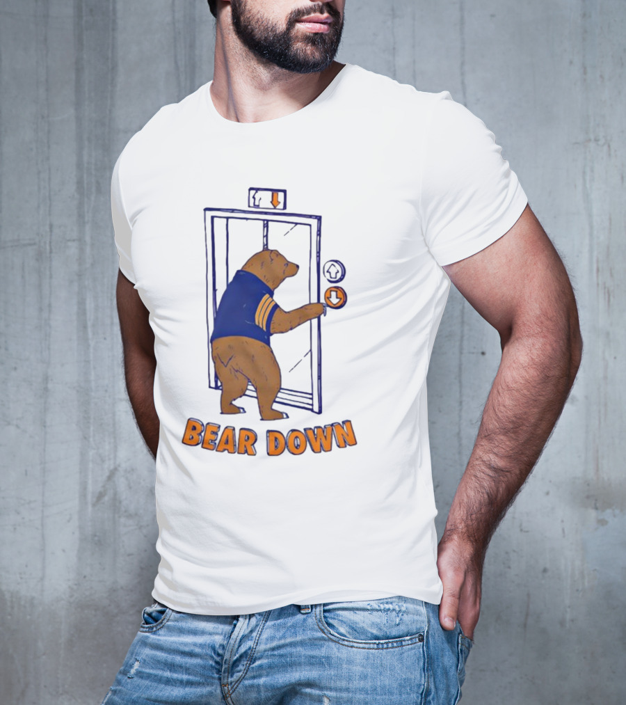 Bear Down Bear In Blue Jersey Pressing Elevator Button T-Shirt